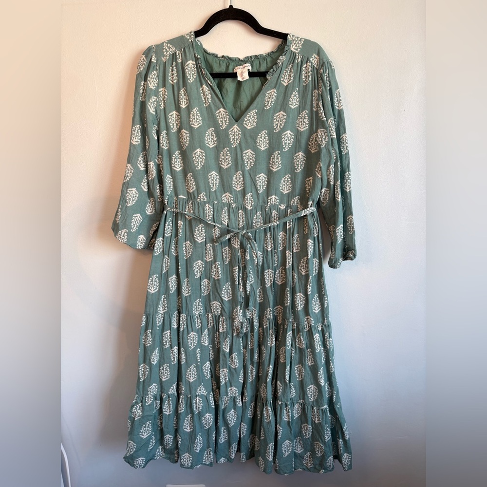 Lucky Brand Teal Dress with White Pattern